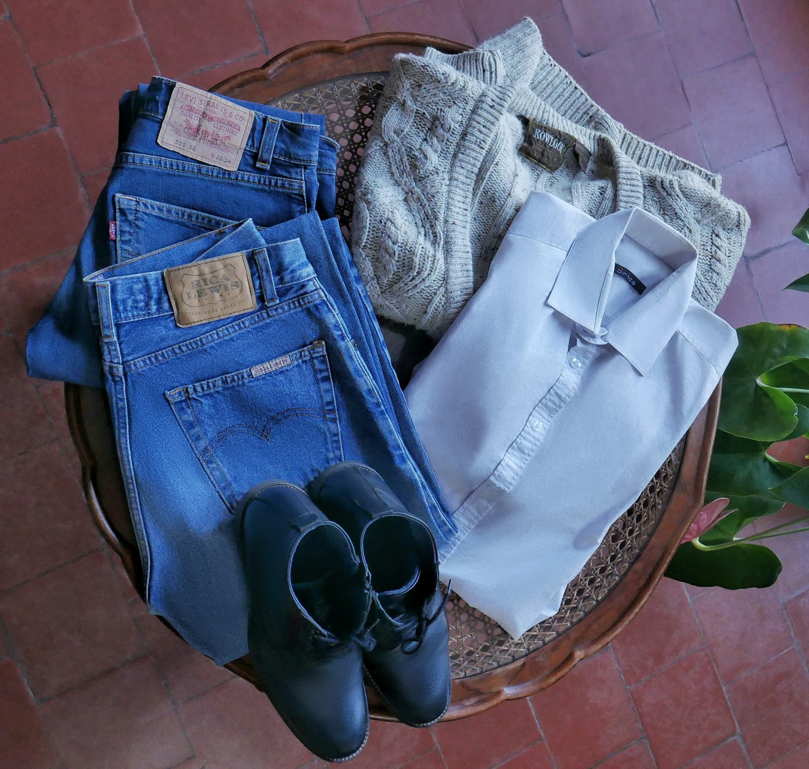 Denim flat-lay retouch — weave and wash preserved, color true to the garment