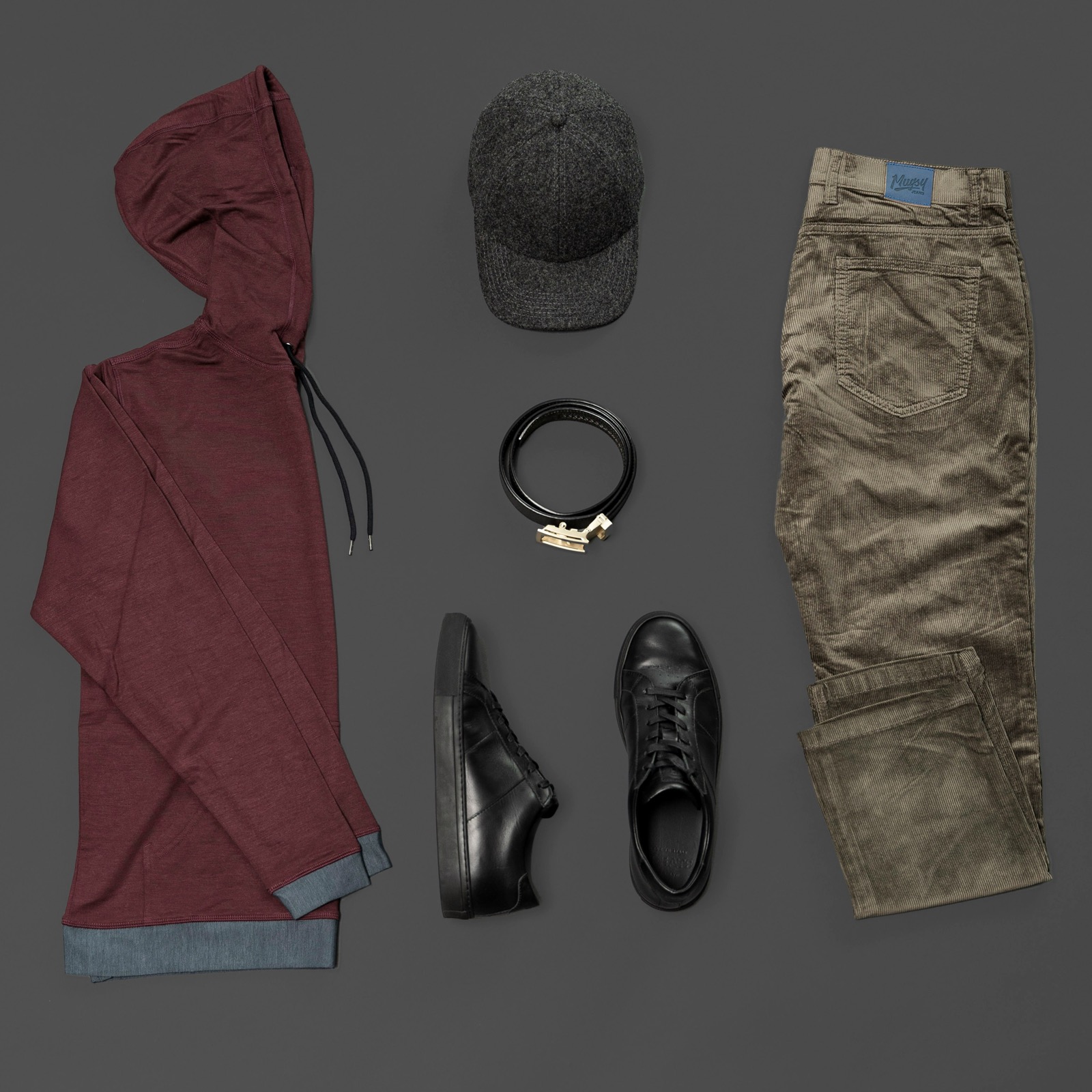 Styled fashion set before retouching, shown as a grid of images from one shoot
